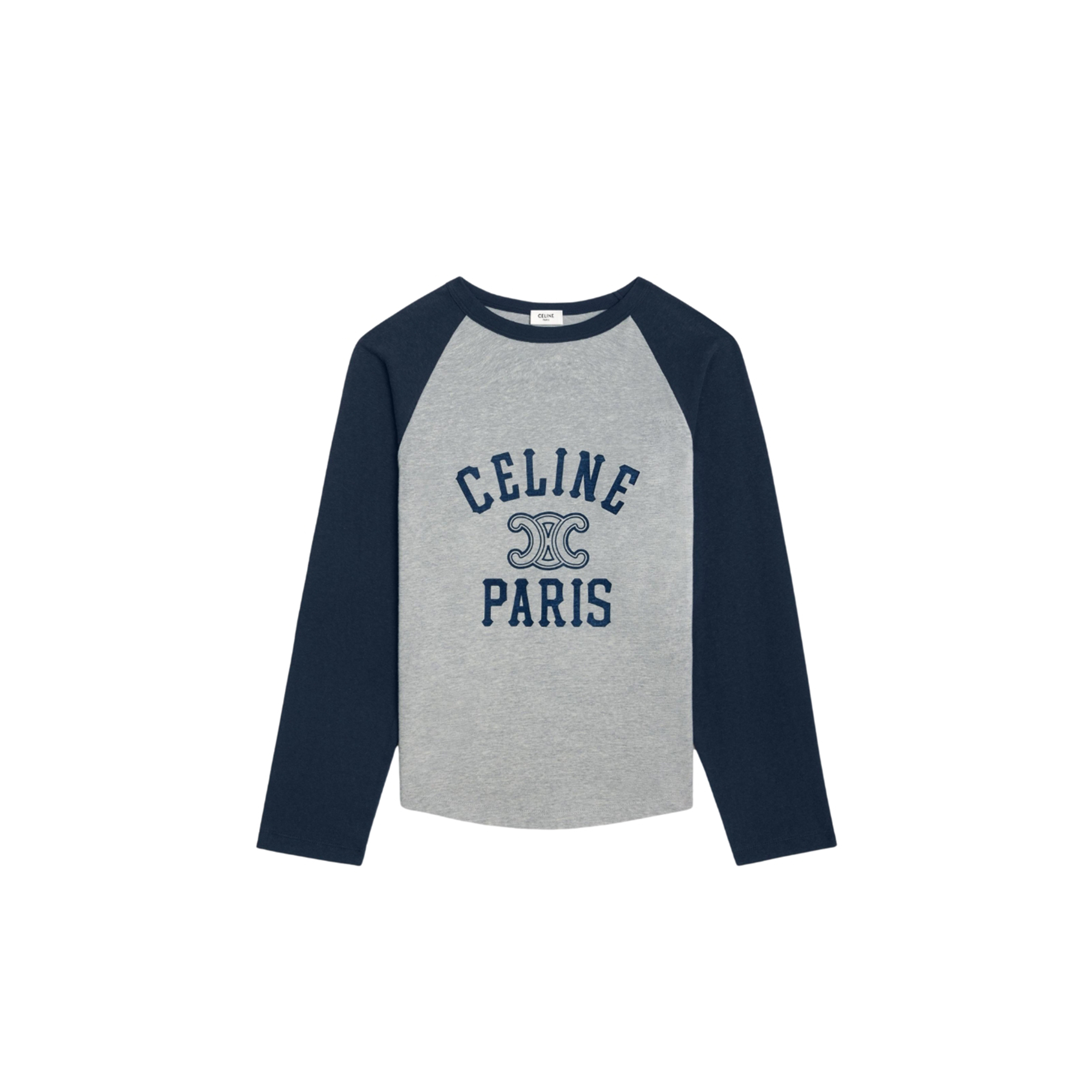 CELINE PARIS T-SHIRT IN COTTON JERSEY GREY MELANGE NAVY 2X04K865W.09SH